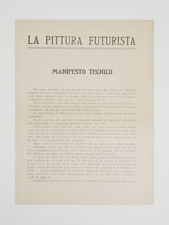 La Pittura futurista. Manifesto tecnico