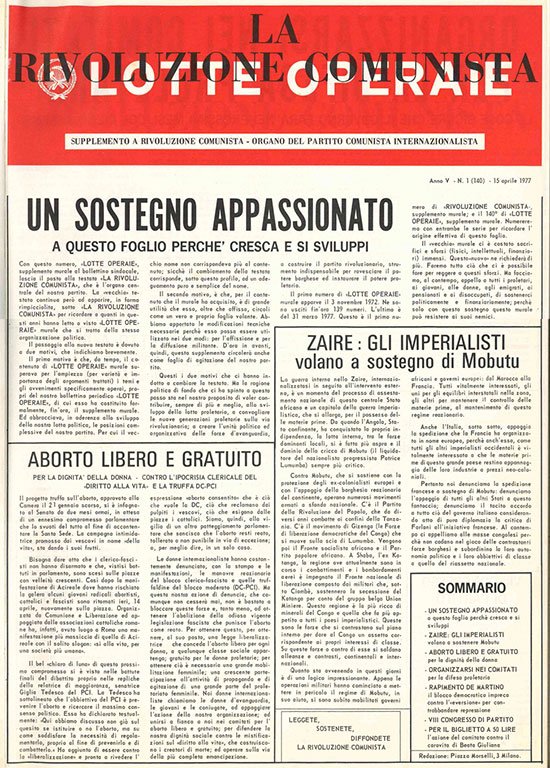 La rivoluzione comunista. Raccolta supplemento murale a Rivoluzione comunista - …