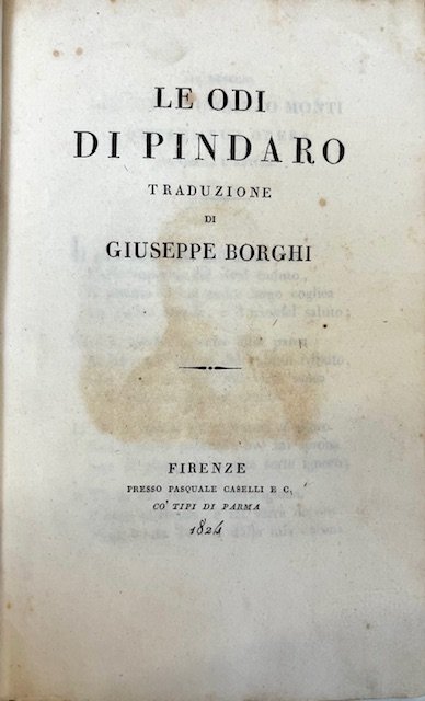Le odi di Pindaro. Traduzione di Giuseppe Borghi | Immagine principale