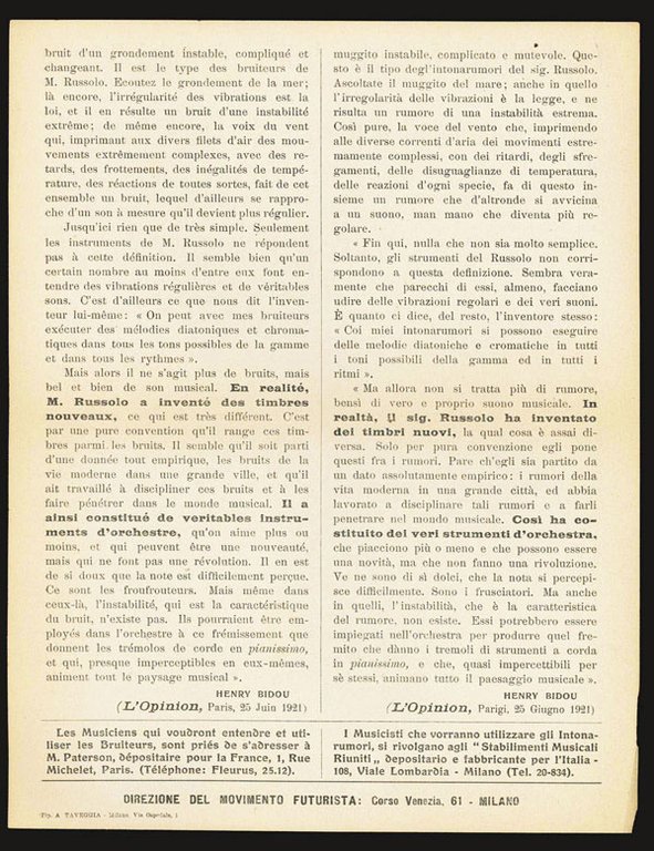 Les Bruiteurs Futuristes Italiens de Luigi Russolo. Gl’Intonarumori Futuristi di … | Immagine Gallery 3