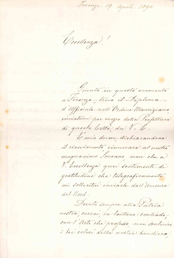 Lettera autografa a Paolo Boselli