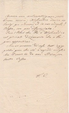 Lettera autografa firmata con iniziali “F. C.” Non datata