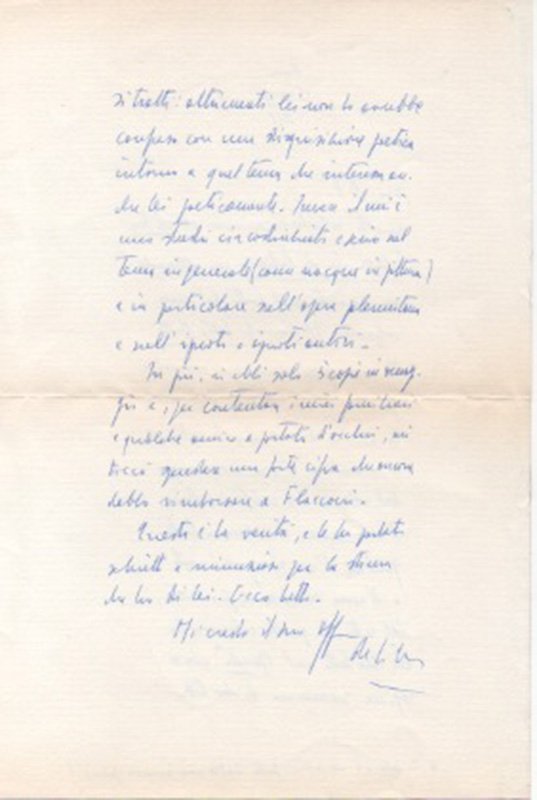 Lettera autografa firmata. Datata 15 maggio 1959, Roma