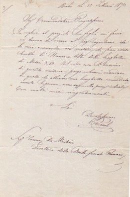 Lettera autografa firmata, datata 22 febbraio 1870 - Brolio, inviata …