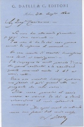 Lettera autografa firmata. Datata 24 luglio 1864.