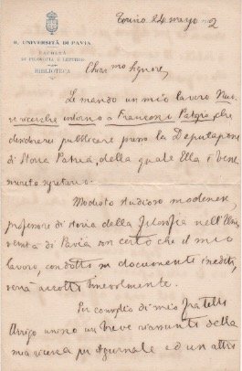 Lettera autografa firmata, datata 24 marzo 1912 - Torino