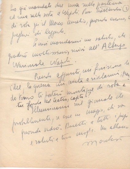 Lettera autografa firmata, datata 26 aprile 1942 - Napoli, inviata …