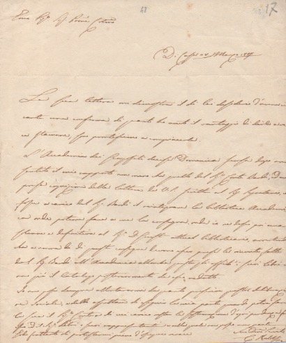 Lettera autografa firmata, datata 28 marzo 1827 - ”Da Casa” …