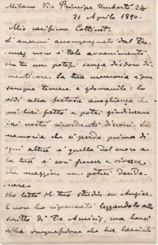 Lettera autografa firmata inviata a Cottinet. Datata 21 aprile 1890.