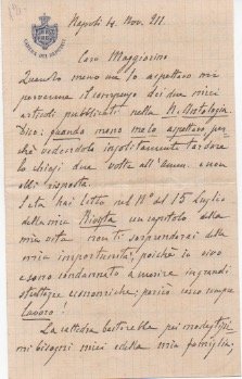 Lettera autografa firmata inviata a Maggiorino