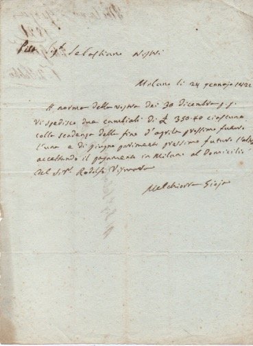 Lettera autografa firmata inviata a Sebastiano Nistri. Datata 24 gennaio …