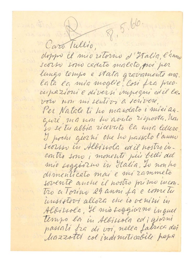 Lettera autografa firmata, inviata a Tullio d’Albisola