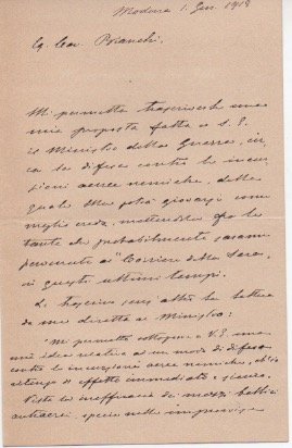 Lettera autografa firmata inviata ad Augusto Guido Bianchi al Corriere …