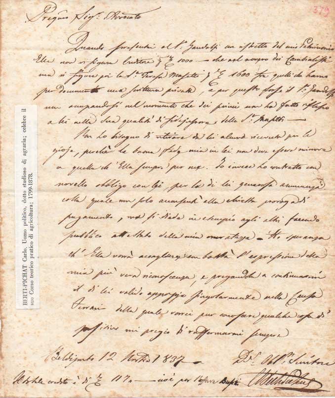 Lettera autografa firmata inviata ad un avvocato.