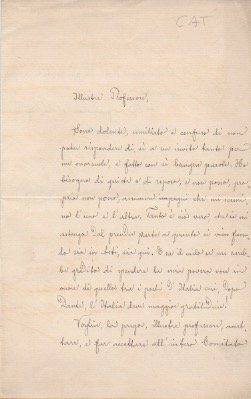 Lettera autografa firmata inviata ad un professore. Datata 8 dicembre …