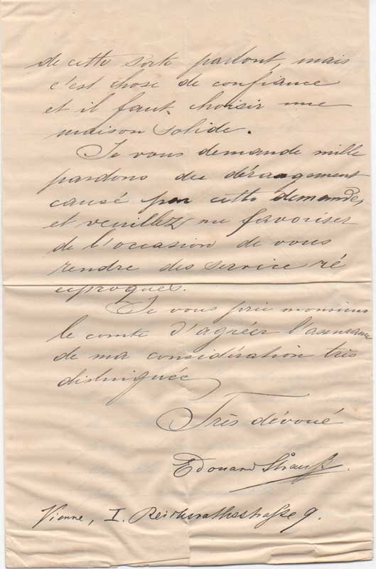 Lettera autografa firmata inviata al conte [di San Martino]. Datata …