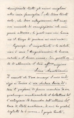 Lettera autografa firmata inviata al cugino Toni. Datata “Natale 1909”.