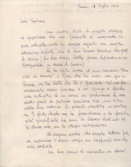 Lettera autografa firmata inviata al poeta e giornalista Enzo Fabiani. …