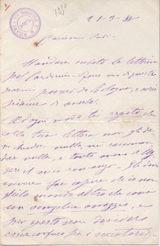 Lettera autografa firmata inviata al Sig. Lodi.
