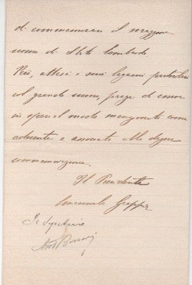 Lettera autografa firmata inviata all’ “Onorevole Presidenza”