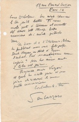 Lettera autografa firmata, non datata scritta da Parigi (13 Ernest …