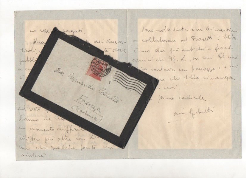 Lettera autografa firmata su carta listata a lutto (per la …