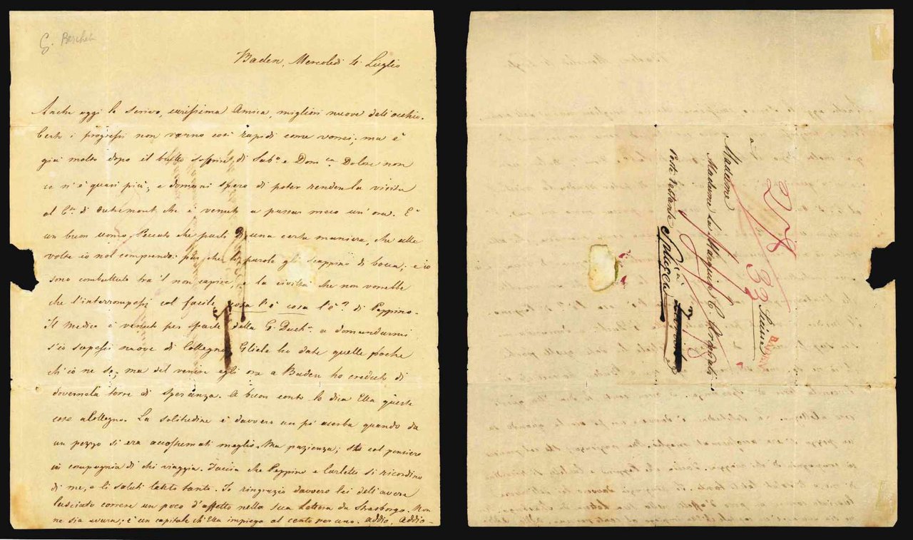 Lettera autografa non firmata, datata 4 luglio [anni 1830?] - …