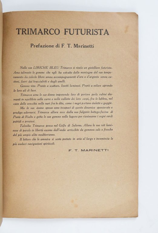 Liriche bleu. Liriche e parole in libertà con prefazione di …