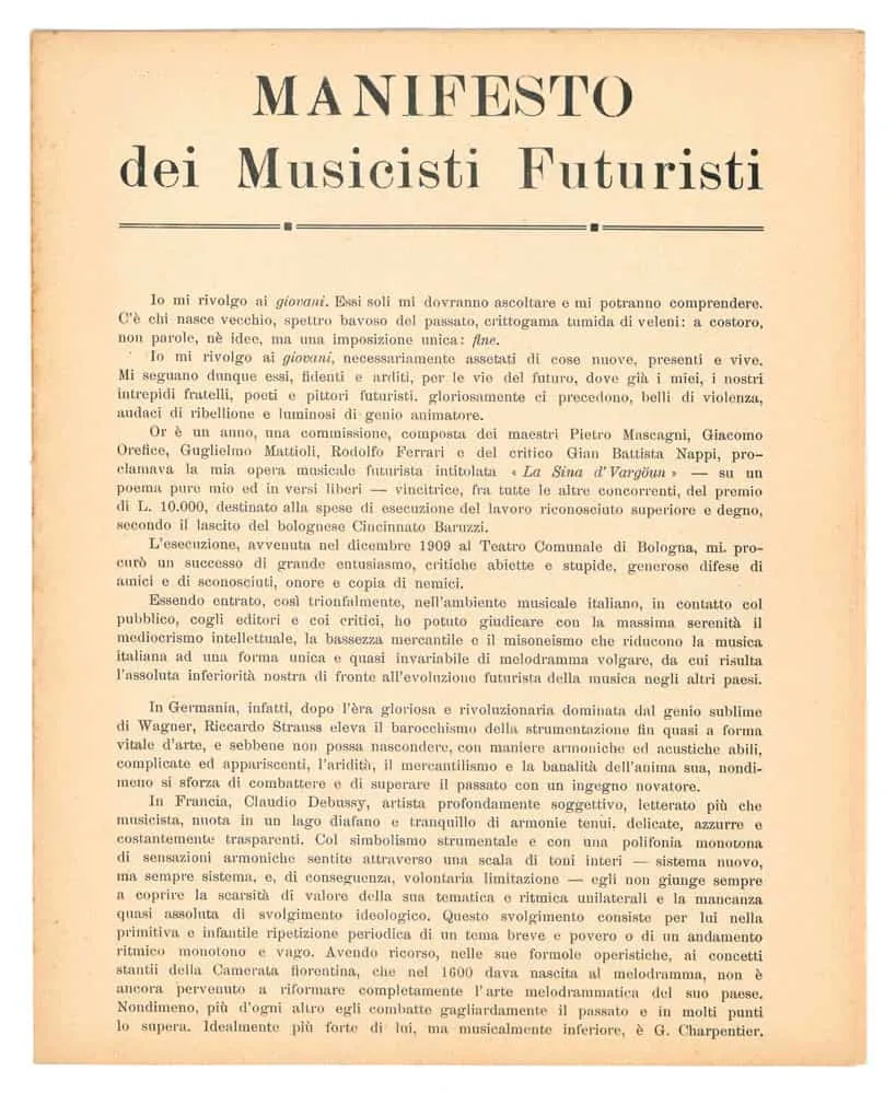 Manifesto dei Musicisti Futuristi [SECONDA EDIZIONE] | Immagine principale