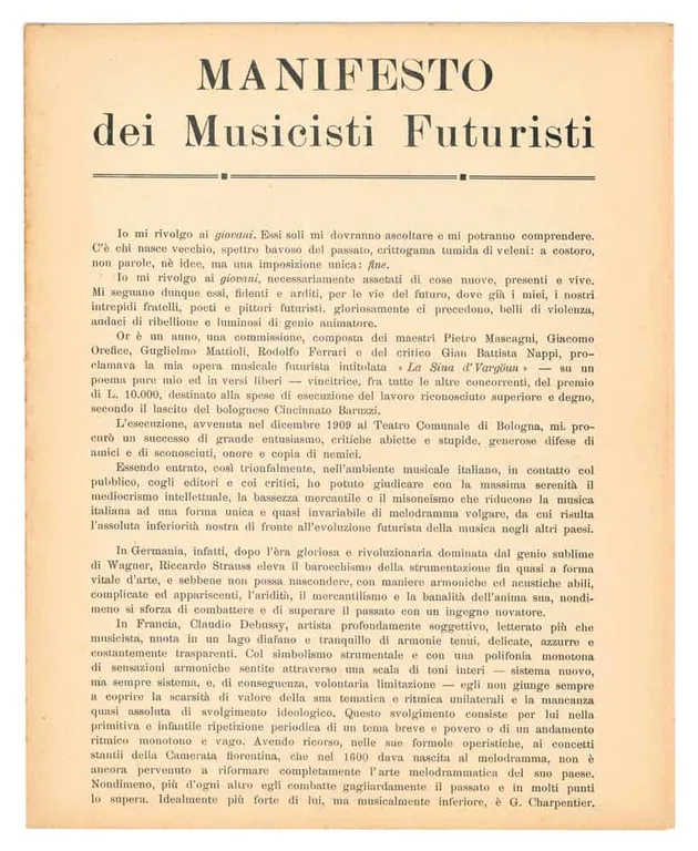 Manifesto dei Musicisti Futuristi [SECONDA EDIZIONE] | Immagine Gallery 1