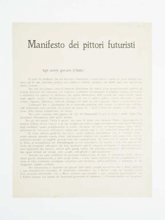 Manifesto dei pittori futuristi [PRIMA EDIZIONE, PRIMA TIRATURA]