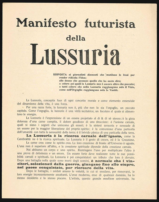 Manifesto futurista della Lussuria