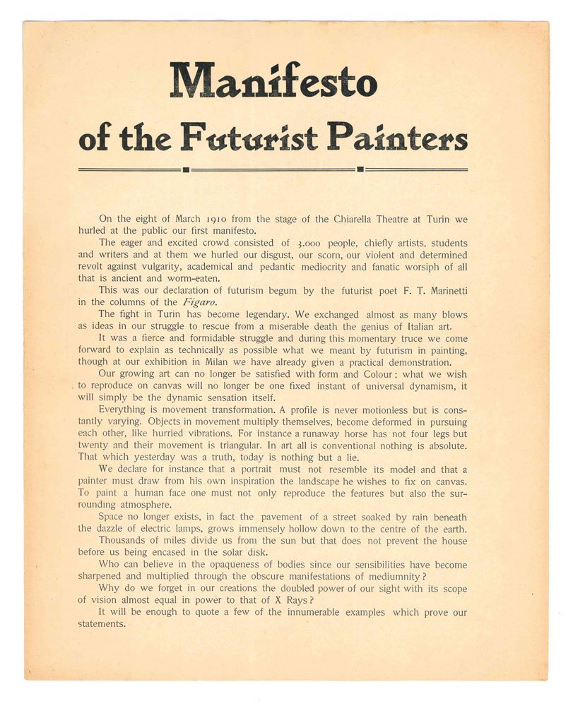 Manifesto of the Futurist Painters