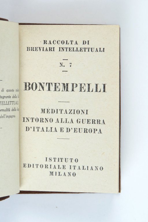 Meditazioni intorno alla guerra d’Italia e d’Europa