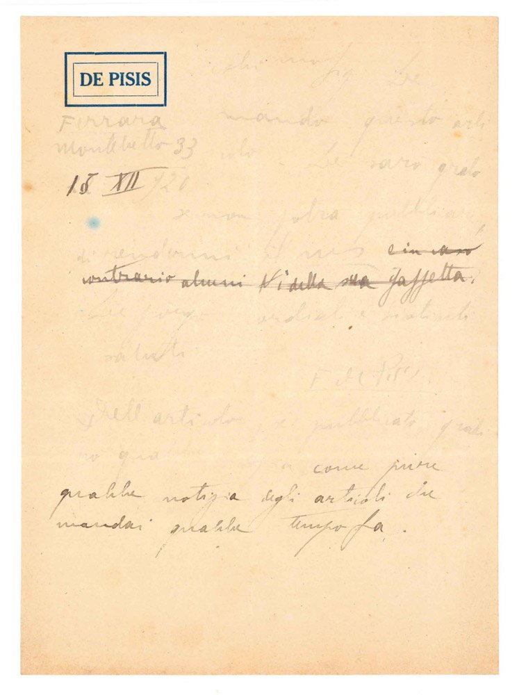 Minuta di lettera autografa firmata, da inviarsi al direttore della …