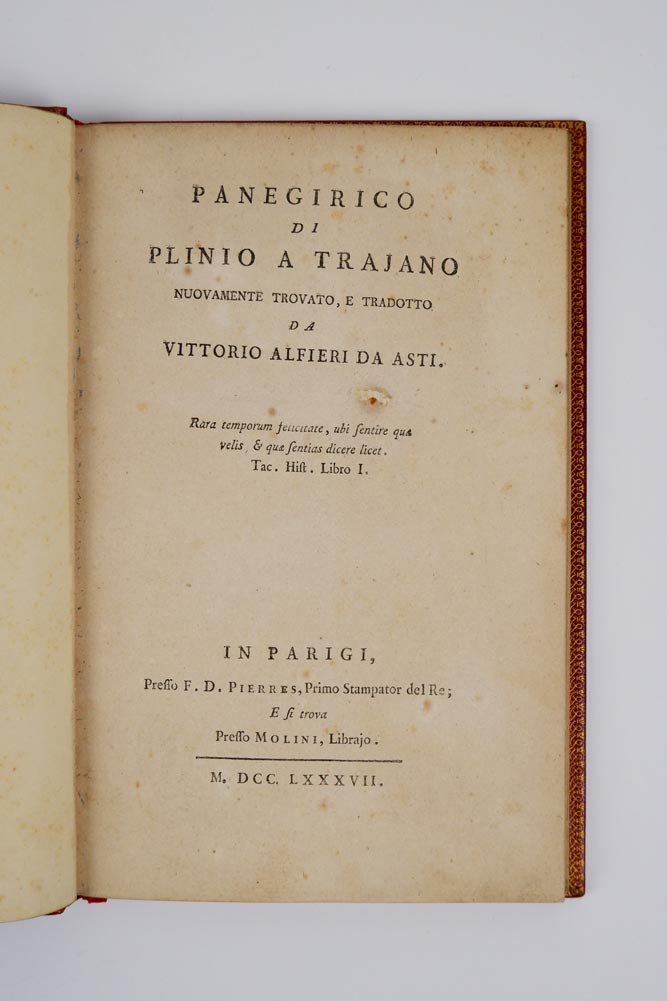 Panegirico di Plinio a Trajano [Traiano] nuovamente trovato e tradotto …