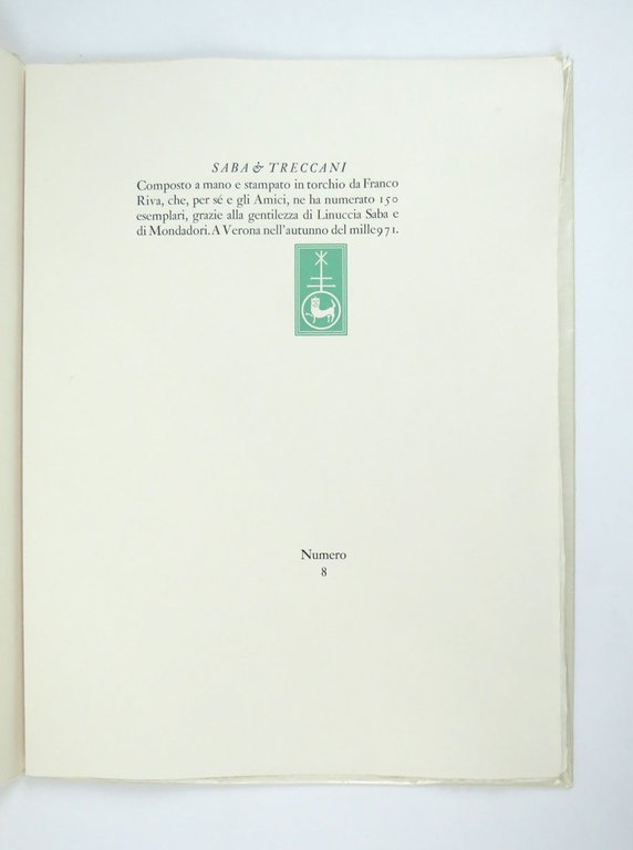 Poesie di Saba. Litografie di Treccani [in copertina: «Saba & …