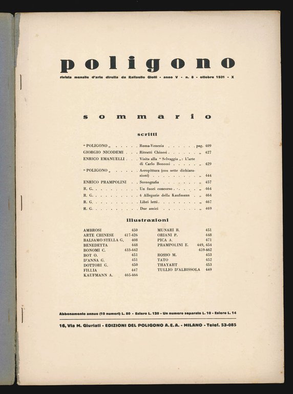 Poligono. Rivista internazione d’arte: Bonomi. China. Futuristi [titolo in copertina; …