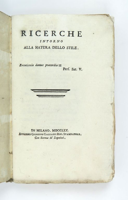 Ricerche intorno alla natura dello stile [BROSSURA]