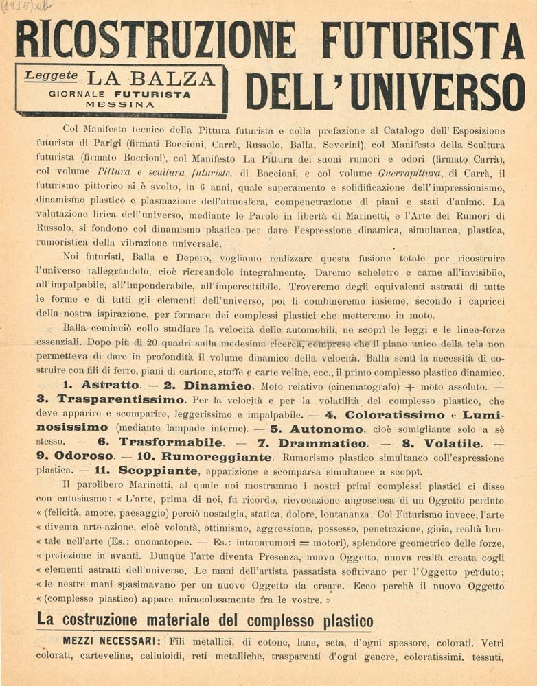 Ricostruzione futurista dell’universo