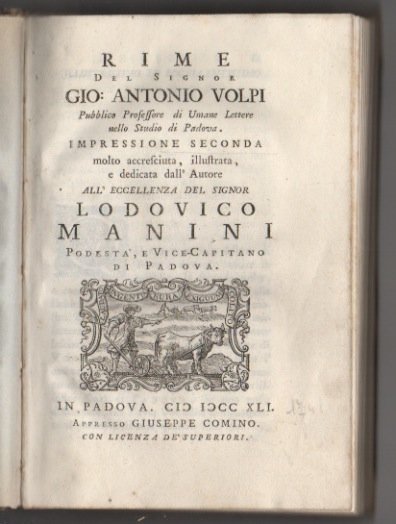 Rime [.]. Impressione seconda molto accresciuta, illustrata, e dedicata dall’Autore …