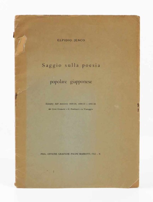 Saggio sulla poesia popolare giapponese [in copertina aggiunto: Estratto dall’annuario …