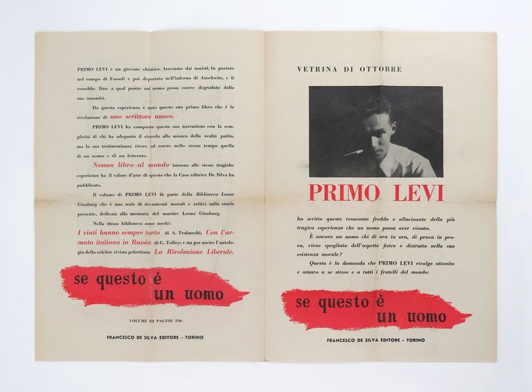 “ se questo è un uomo “ di PRIMO LEVI …