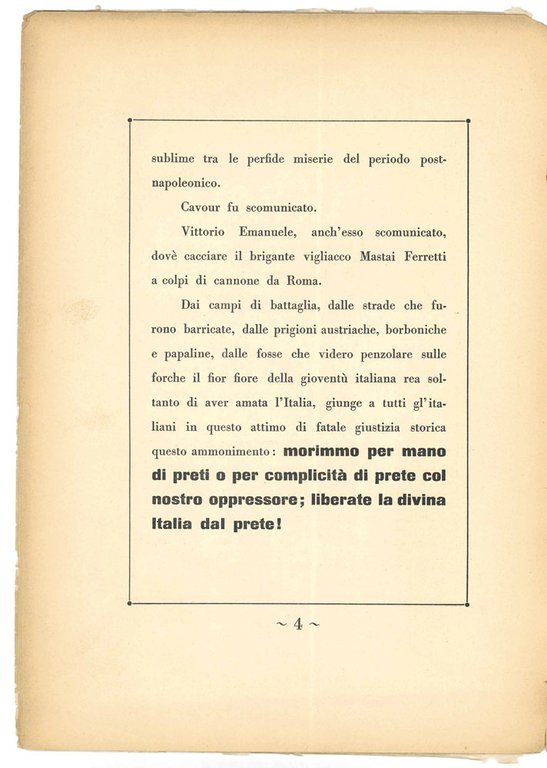 Svaticanamento. Dichiarazione agli italiani di Emilio Settimelli Ottone Rosai Remo …