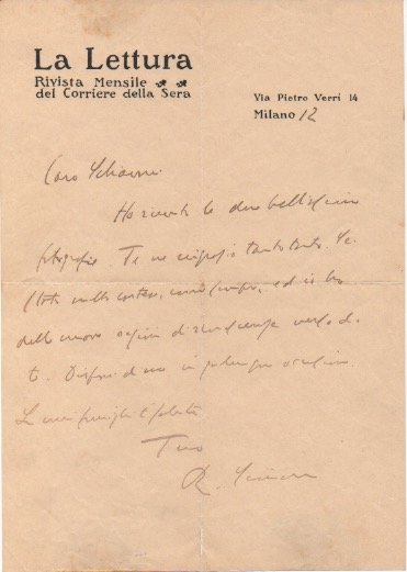 Tre lettere autografe firmate (precedenti al 1910) inviate allo scrittore …