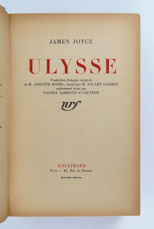 Ulysse. Traduction française intégrale de M. Auguste Morel, assisté par …