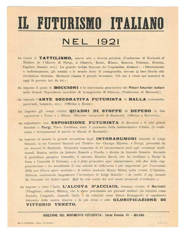 Utilizziamo l’Anfiteatro di Siracusa. Manifesto dei futuristi siciliani [al verso: …