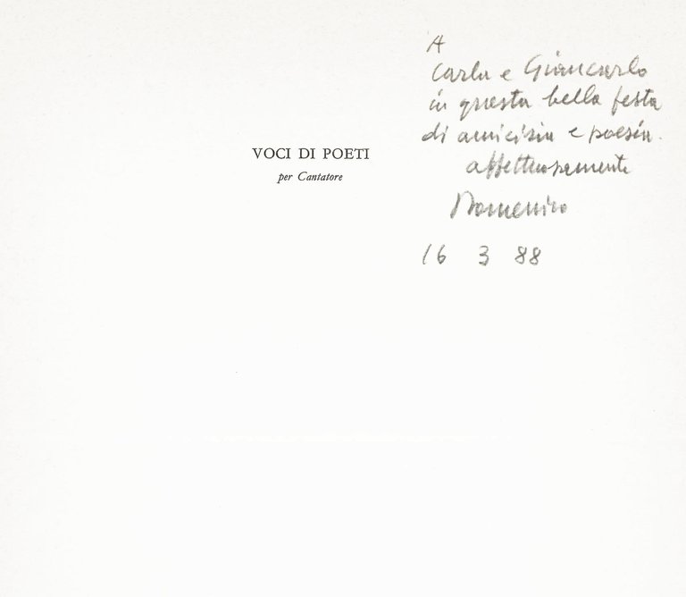 Voci di poeti per Cantatore