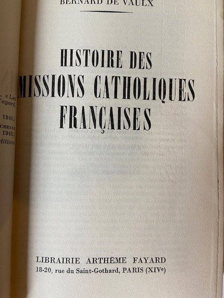 Histoire des Missions Catholiques Françaises