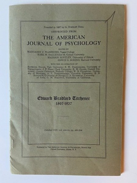 Edward Bradford Titchener - Offprinted from the American Journal of …